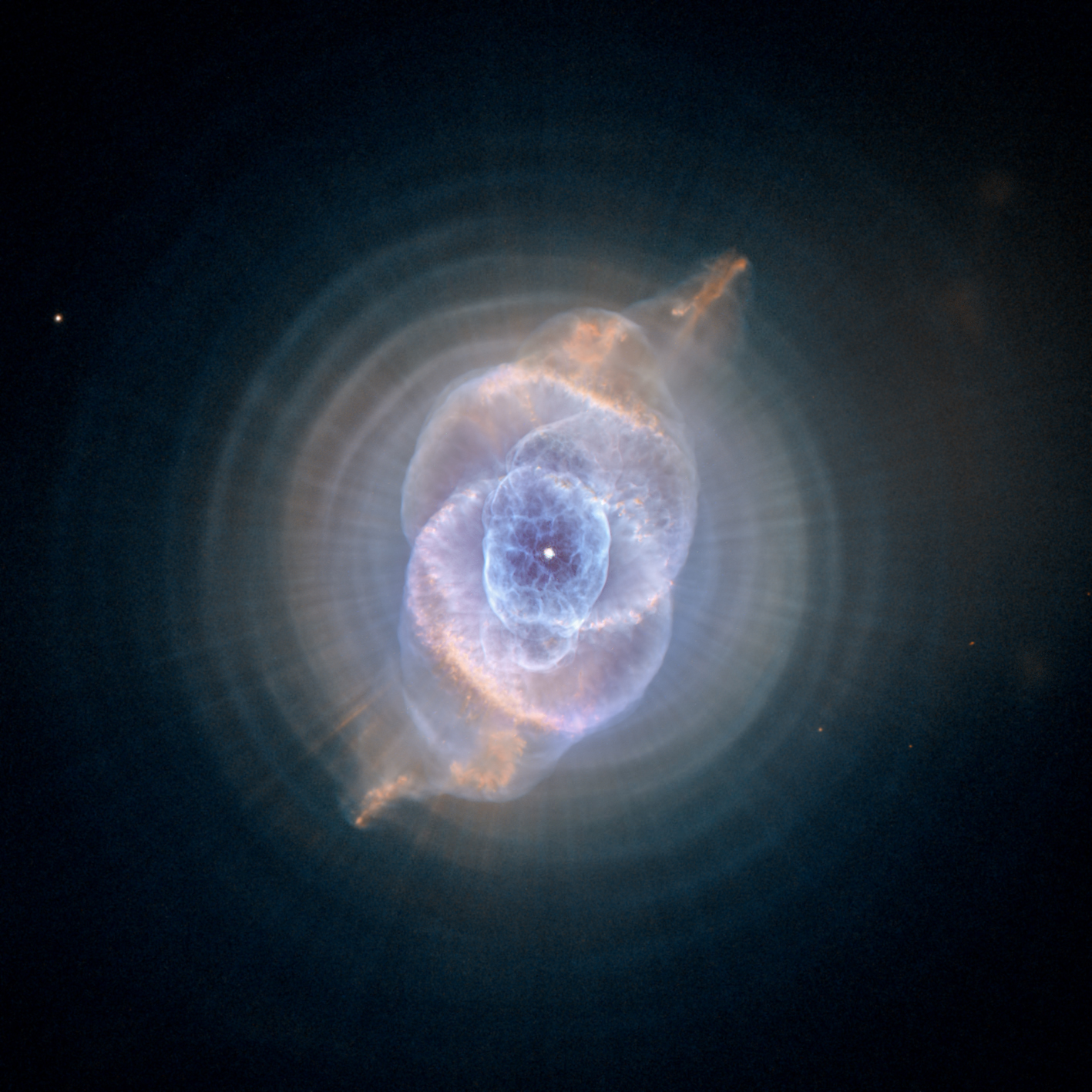 Cat's Eye Nebula started forming inside the dusty shells. 