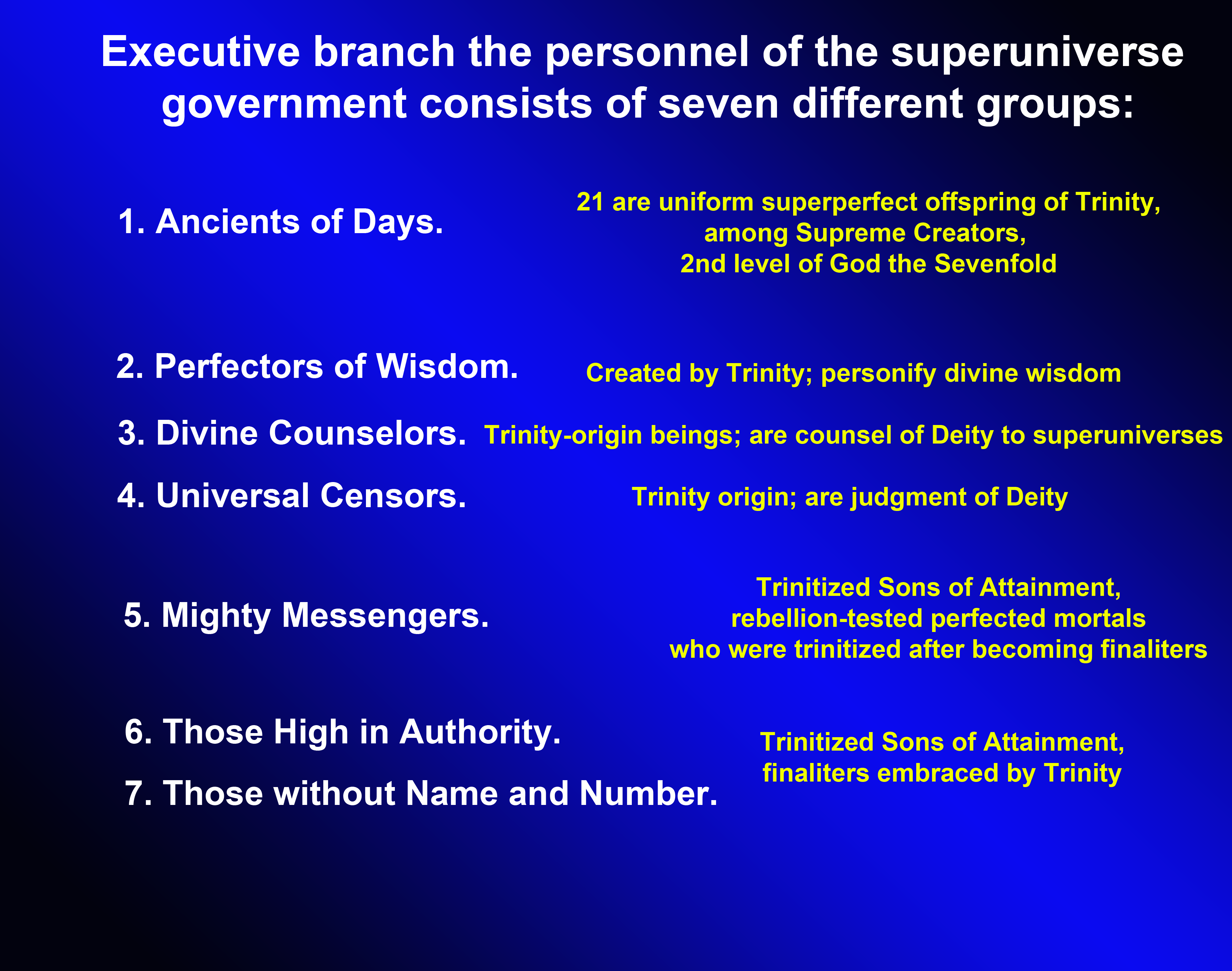 Executive branch of the superuniverse government