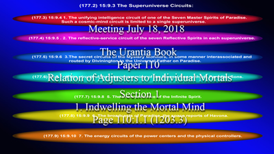 Paper 110 - Relation of Adjusters to Individual Mortals

