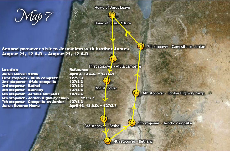Second passover visit to Jerusalem with brother James - August 21, 12 A.D. - August 21, 12 A.D.