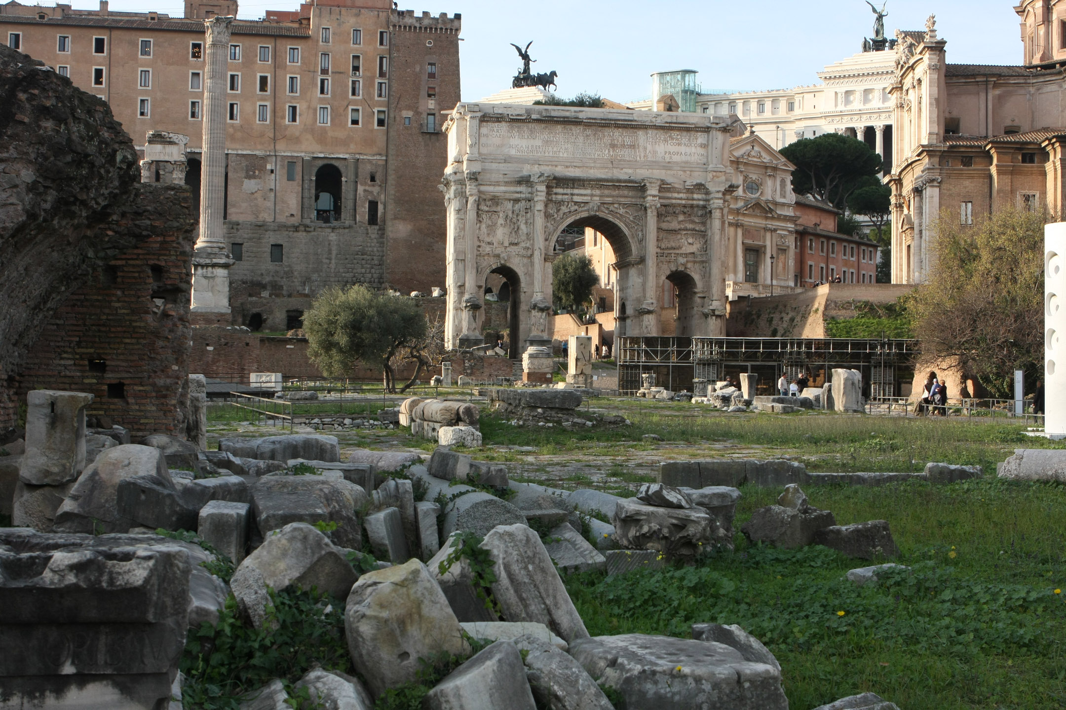 A view toward the Capitolium from the Roman forum.